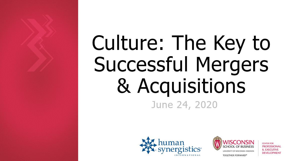 WEBINAR Culture: The Key to Successful Mergers & Acquisitions
